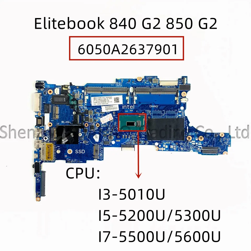 Placa-mãe Portátil para hp Elitebook 840 g2 850 g2 I55200u 5300u I7-5600u Cpu 6050a2637901 799510001 799510-501 799513601