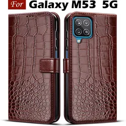Elegant Magnetic Flip Leather Case for Samsung Galaxy M53 - Premium 6.7 5G Cover (Brown)