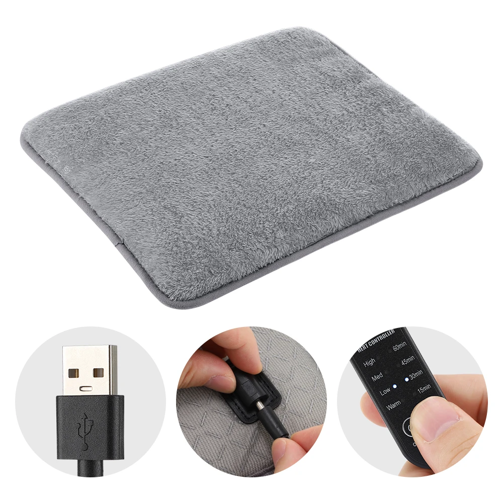 USB Electric Heated Seat 4 Temperature Settings Winter Car Seat Cushion Cold Resistant Chair Heated Mat for Office Home