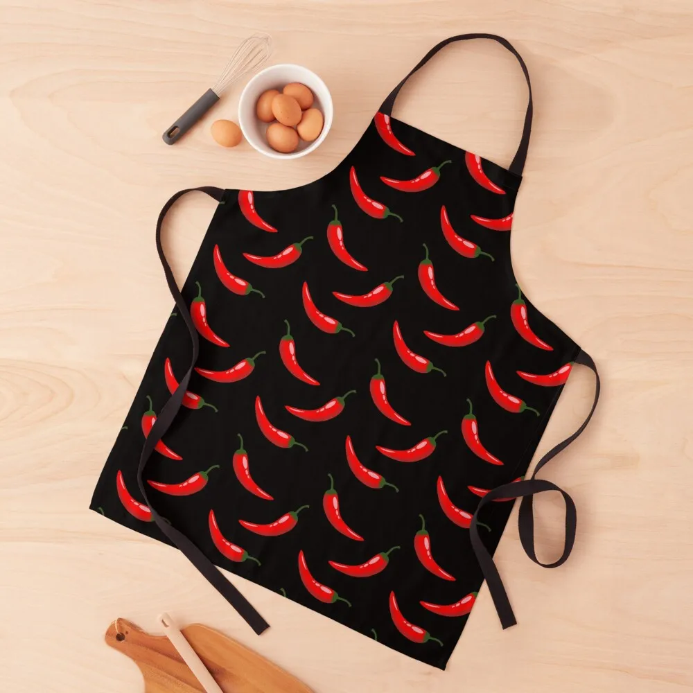 Red Chili Pepper Pattern, Hot red chili Apron Chef Accessories Cute Kitchen Cute Kitchen Accessories