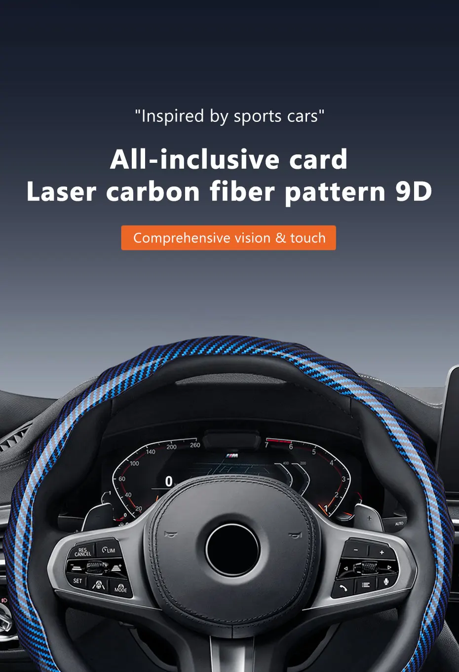 SEAMETAL 38 cm Auto Lenkrad Abdeckungen Innen Nicht-slip Carbon Faser Auto Lenkräder Abdeckung Schutz Anti Scratch Abdeckung – Detail 1