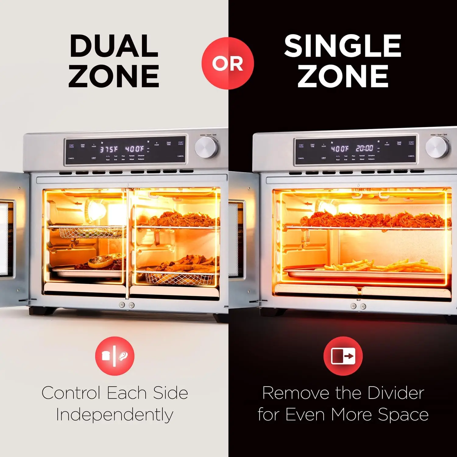 Dual Zone Air Fryer French Door Oven - 32 Qt Convection Toaster Combo - 10-in-1 Multifunction Up to 450° - 1800W 5