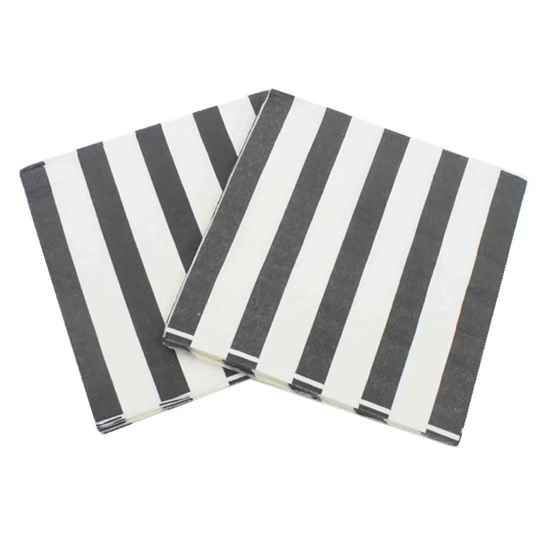 Disposable Tableware Paper Napkins 20Pcs/Pack 33x33cm Disposable Striped Color Printed Table Dinner Tissue Napkins Paper Home Party Decor