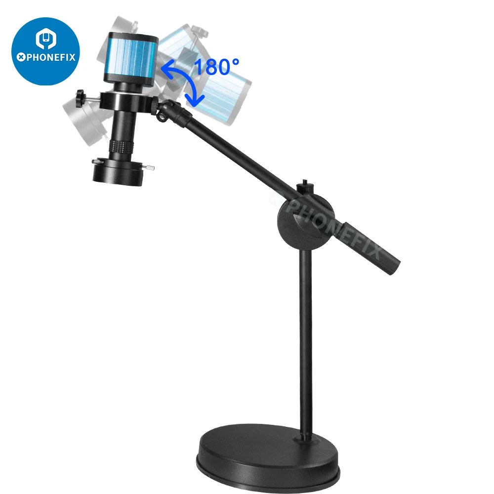 48MP 4K HD HDMI USB Industrial Microscope Camera Tabletop Stand Tripod with LED Ring Light 130X C Mount Lens for Video Shooting