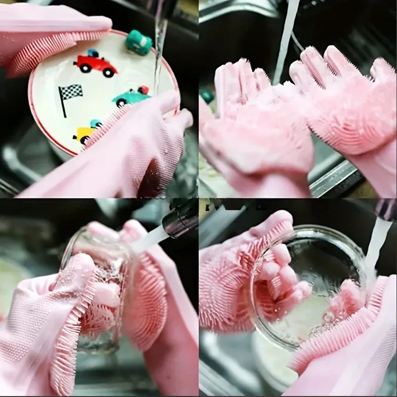 Pet Grooming Cleaning Gloves Dog Cat Bathing Shampoo Glove Scrubber Magic Dishwashing Cleanner Sponge Silicon Hair Removal Glove