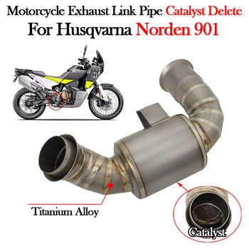 Slip On Titanium Alloy Motorcycle Exhaust Escape Moto Modify Muffler Catalyst Delete Middle Link Pipe For Husqvarna Norden 901