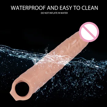 Faked Flesh thicken PenisFor Men Dildo Extender Condoms Cock Rings Sleeve Sex Toys for male Cock Enlargement Pump 27CM long 5