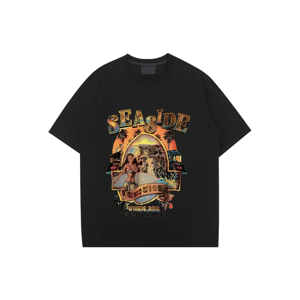 

Fashion Sunset on the west coast Printing Men T Shirts Summer Harajuku Casual Loose O-neck Oversize Women Short Sleeve Tops Tees