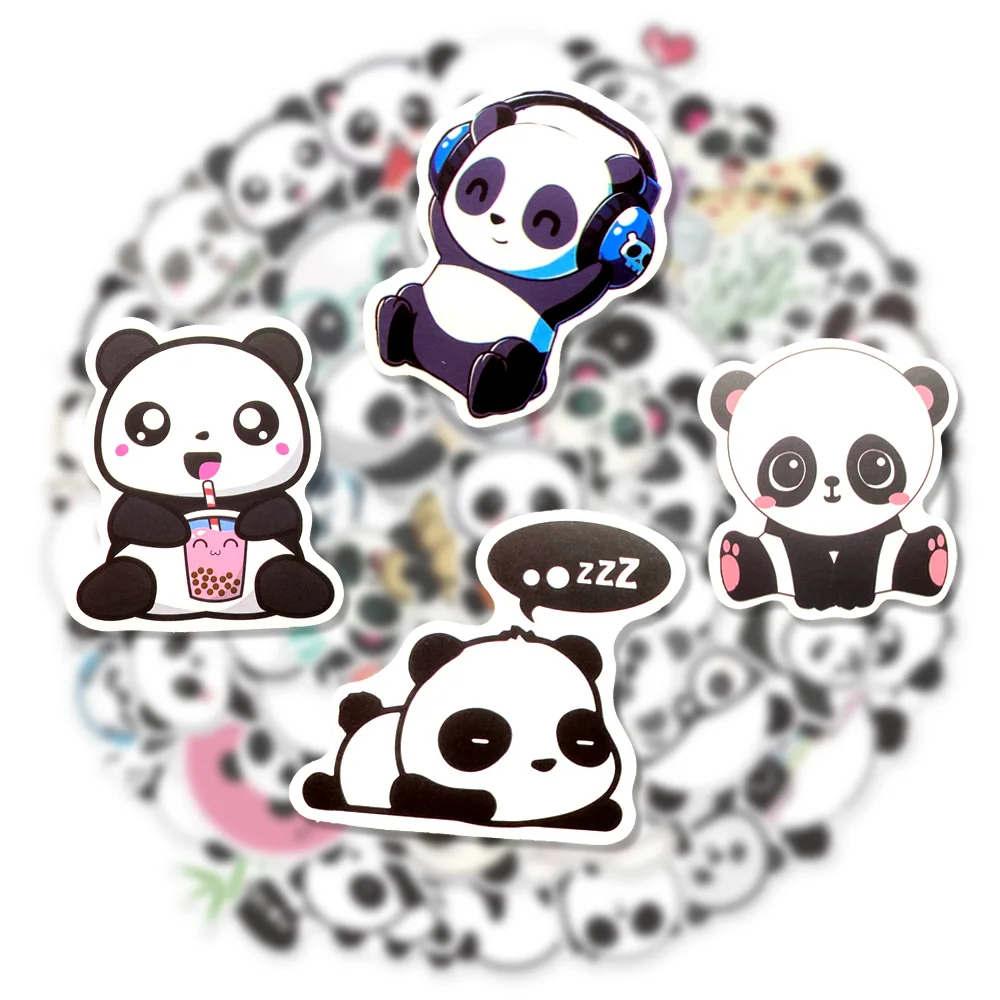 10/30/50Pcs Kawaii Cartoon Panda Graffiti Sticker Suitcases Laptops Mobile Phones Guitars Water Cup Kids Toys Decorative Sticker