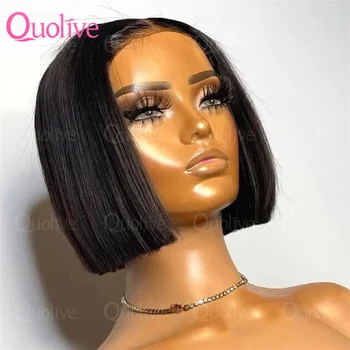 13x6 Short Bob Straight 5x5 Transparent Lace Front Wig 250% Density 4x4  Human Hair Pre Plucked Wigs For Black Women 10 16 Inch 1