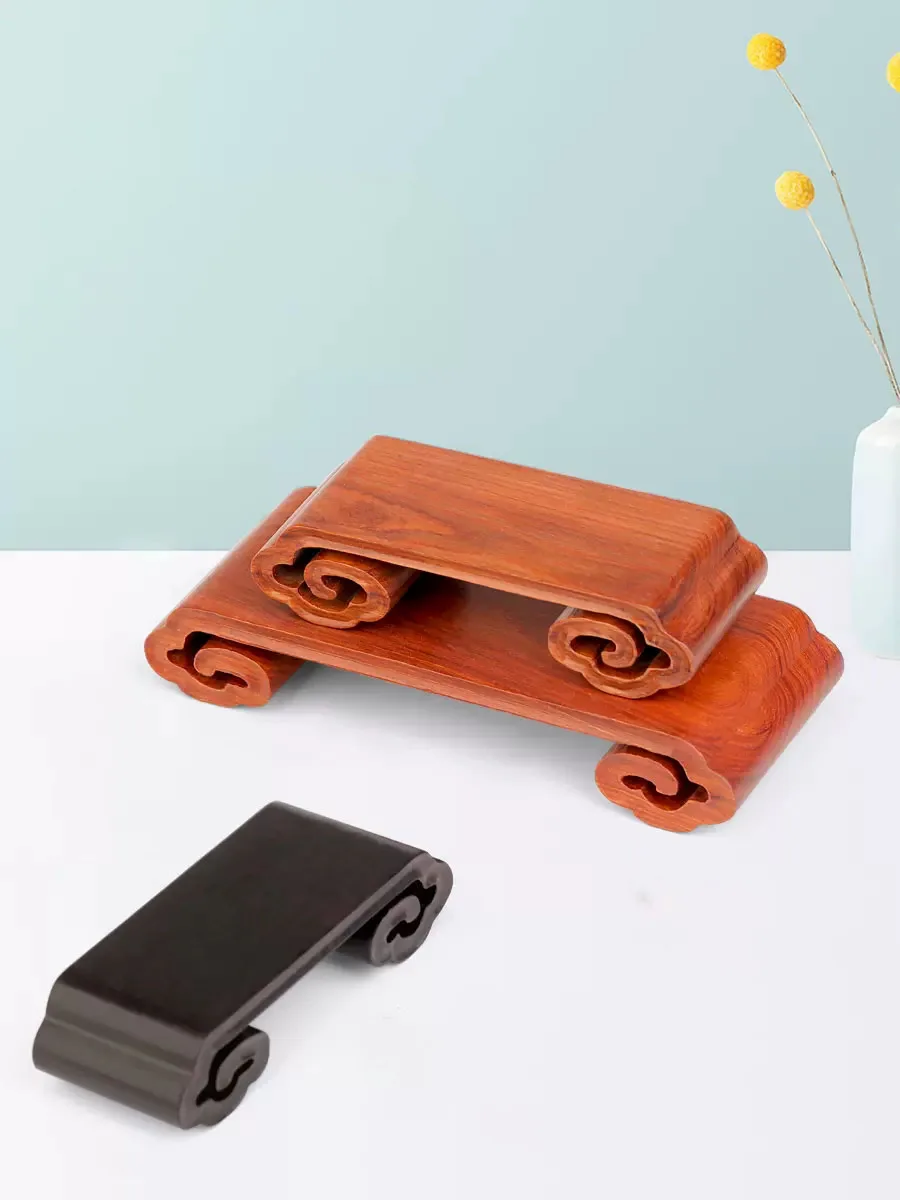 Redwood Carved Flower Pot Base Decoration, Solid Wood, strange Stone, Buddha Statue, Vase, Wooden Base