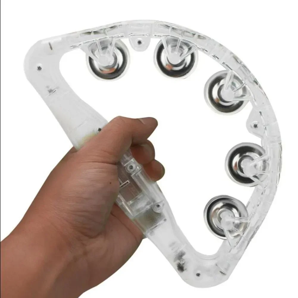 Flashing Tambourine LED Light Up Sensory Toy For Kids Musical Instrument Shaking Noisemakers Three Color Light Concert Party