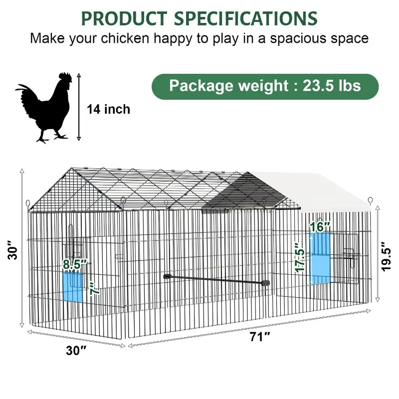 Description Picture 3 of itemFoldable and Detachable Outdoor Poultry Cages Multifunctional Farm Animal Supplies Large Chicken Coop Walk-in Poultry Run