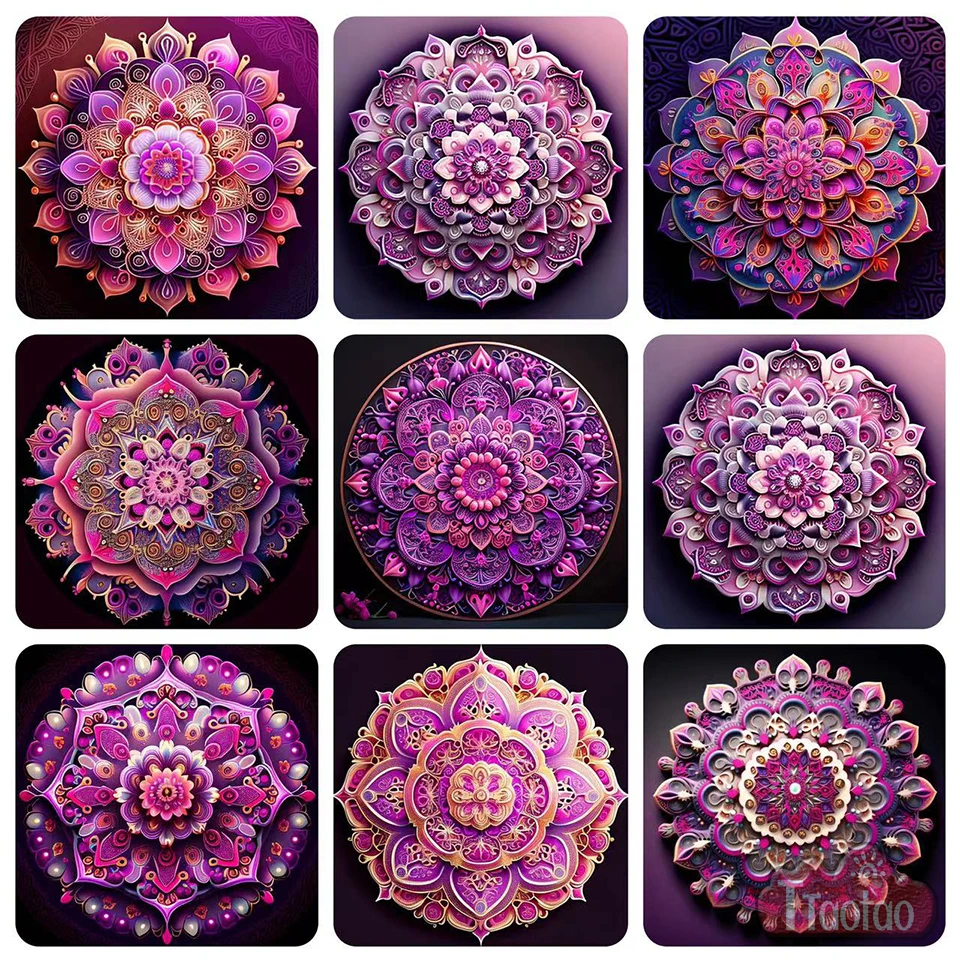 5D Diamond Painting Pink Flower Center Mandala Kit