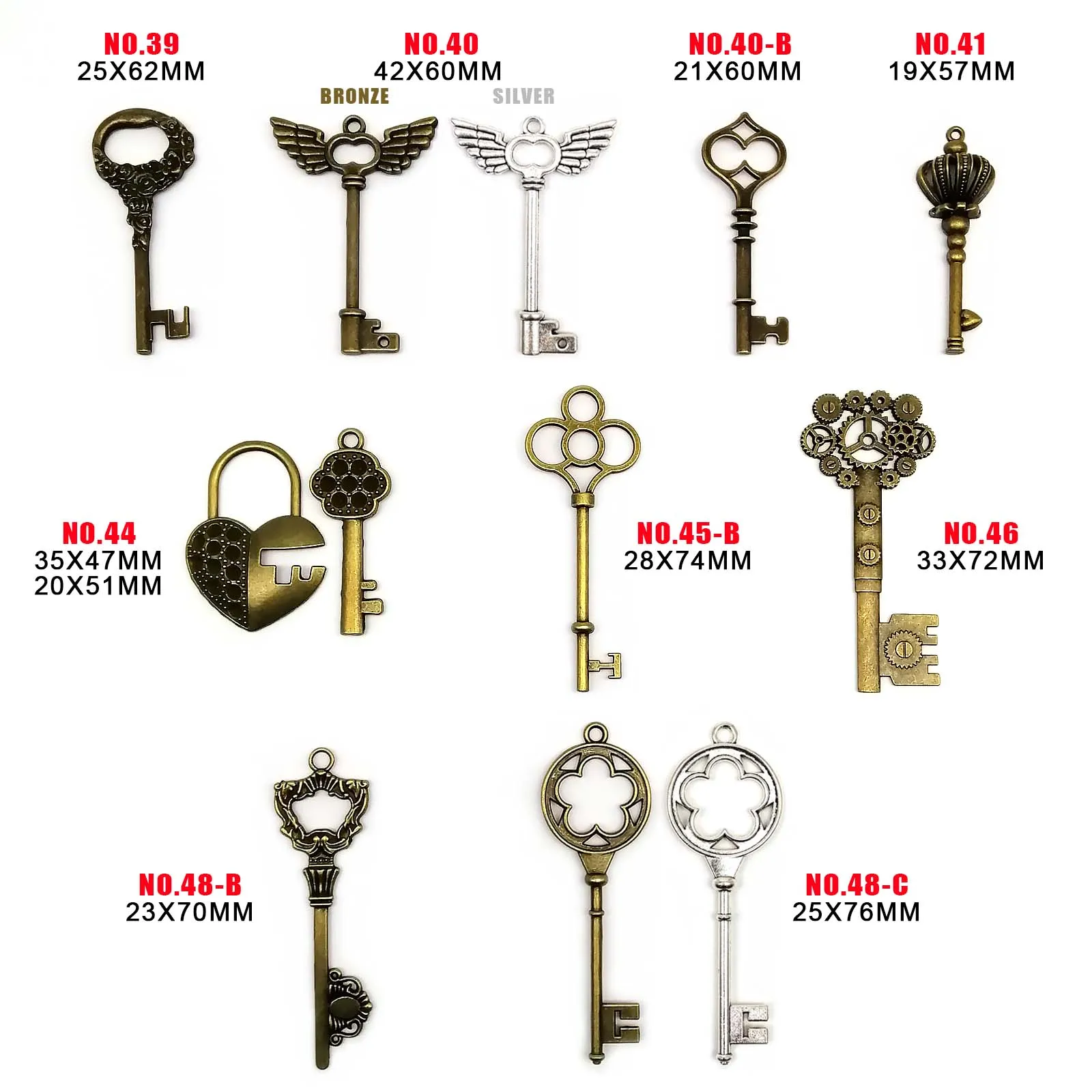 Set 12 Chiavi Vintage Ciondoli A Chiave In Stile Steampunk - Italy