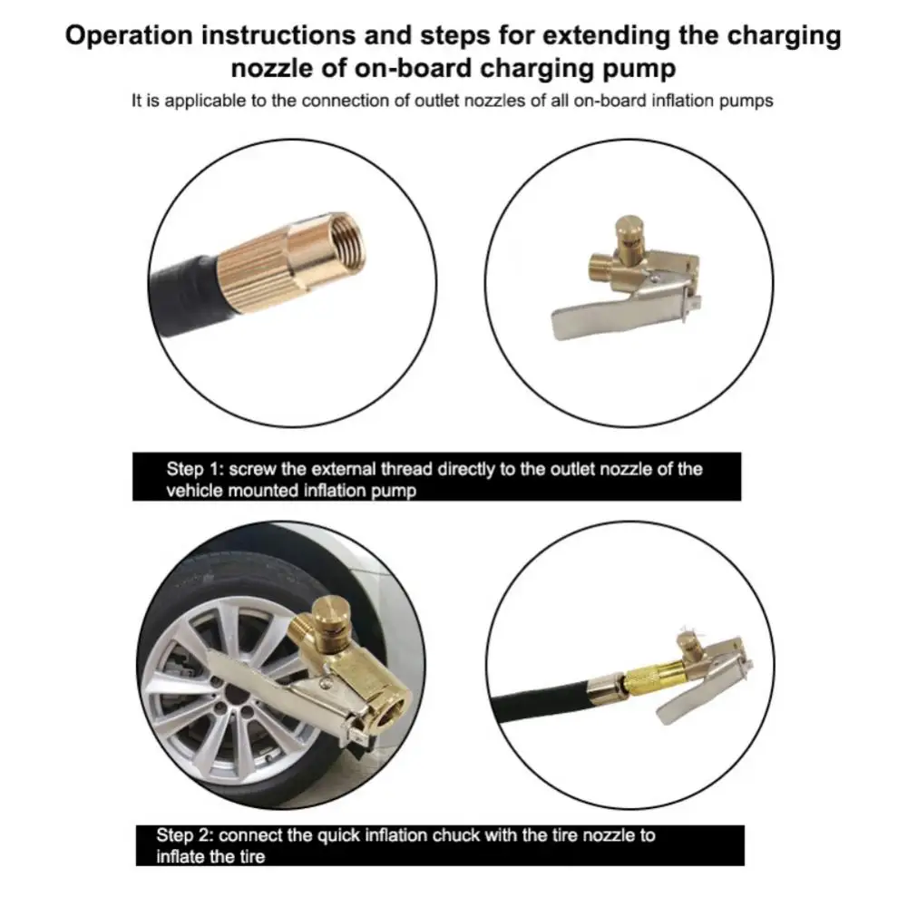 Brass Tire Inflator Chuck Adapter for Cars & Bikes
