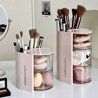 New Rotatable Makeup Organizer Compartment Dustproof Desktop Storage Box Hair Accessories Organizer Brush 1