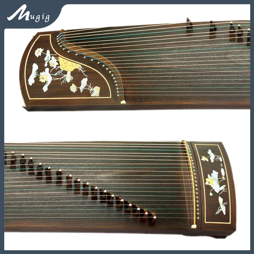 Mugig Advanced Level Black Sandalwood Guzheng Instrument 21 Strings