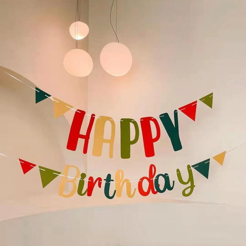 Happy birthday letter glitter paper banner pull flag children's day party party baby shower decoration jungle animal wild one photo backdrop lion elephant baby shower happy birthday party decoration photography background banner
