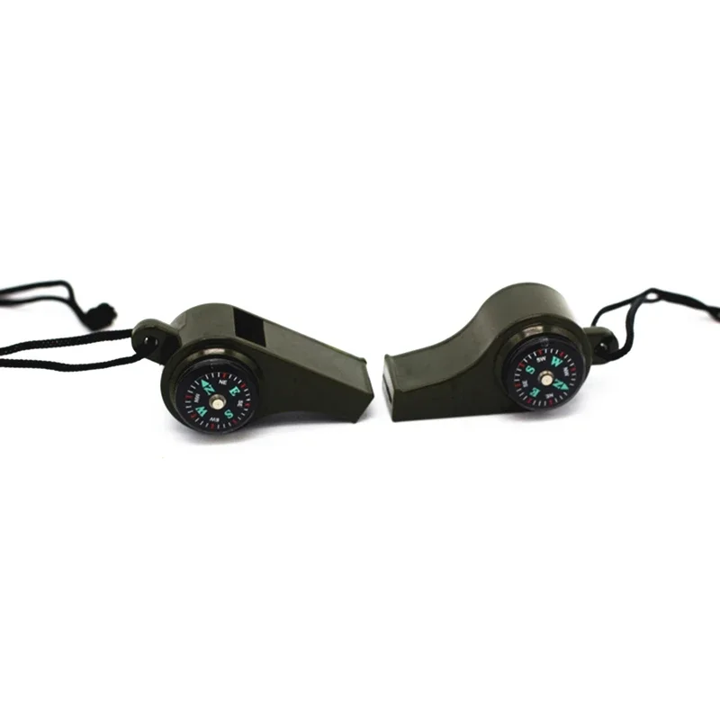 Multi Function Whistle 1PC outdoor multi-function three in one whistle life-saving whistle with compass thermometer