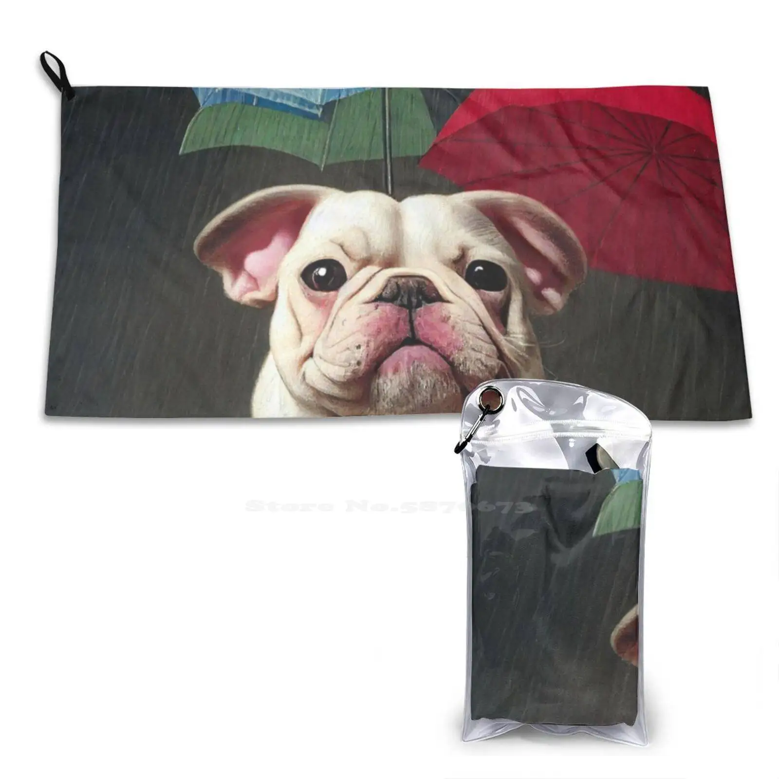 Pioggia E Bulldog Asciugamani Sportivi Escursionismo All'Aperto Ciclismo Nuoto Frenchie Bulldog Frenese Bouledogue Cane Carino Bello