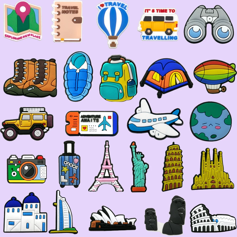 1/25PCS Schuh Charms Global Travel Serie Airfare Heißer Luft Ballon Schuh Zubehör Pins für Clog Sandale Schnalle schuh Dekoration