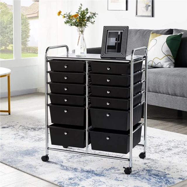 12-Drawer Metal Rolling Storage Cart with Side Pockets Organizer Kitchen -  AliExpress