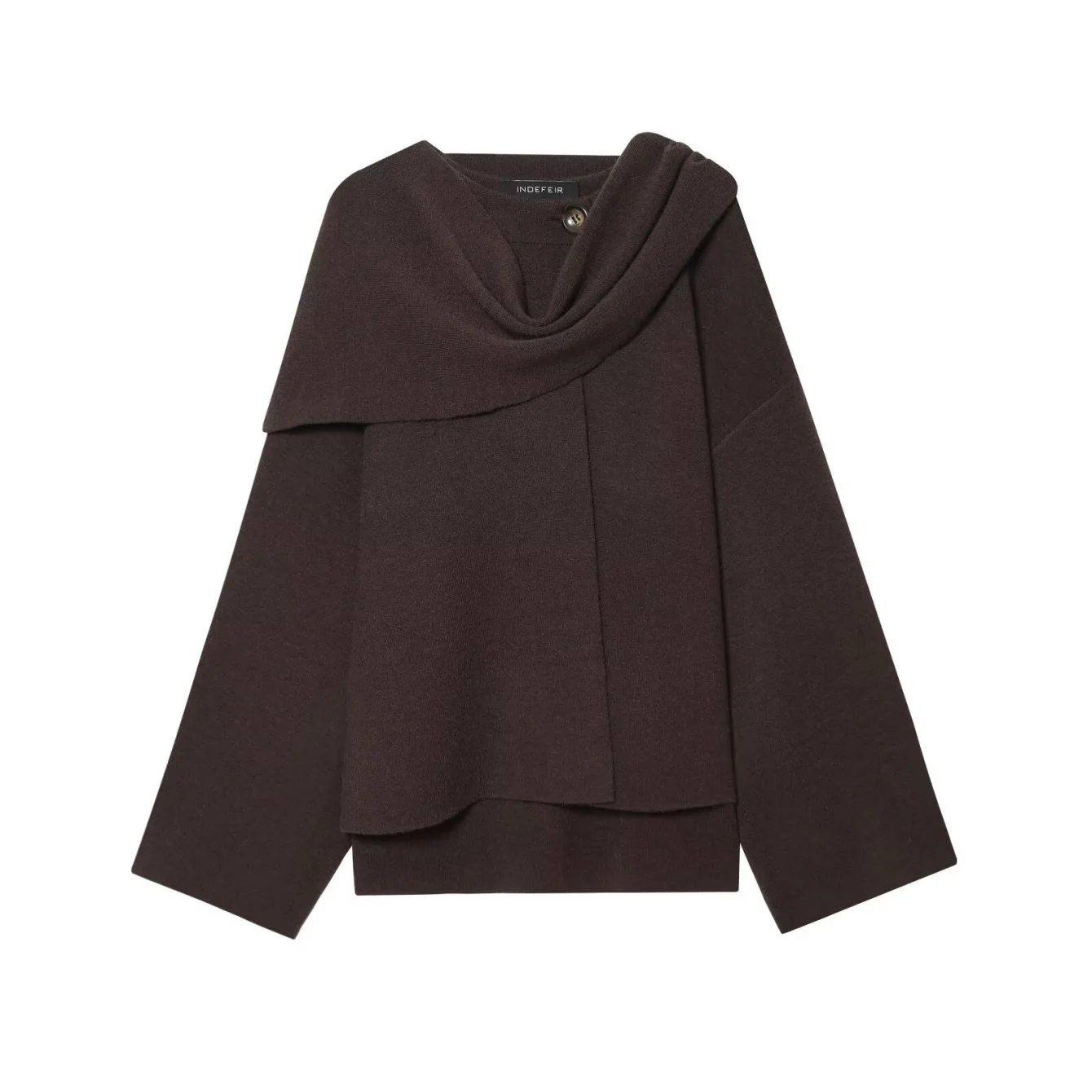 Women's Elegant Solid Cape Style Knitted Jacket Female Chic Scarf Collar Fashion Jacket High Street Long Sleeved Knitted Coat