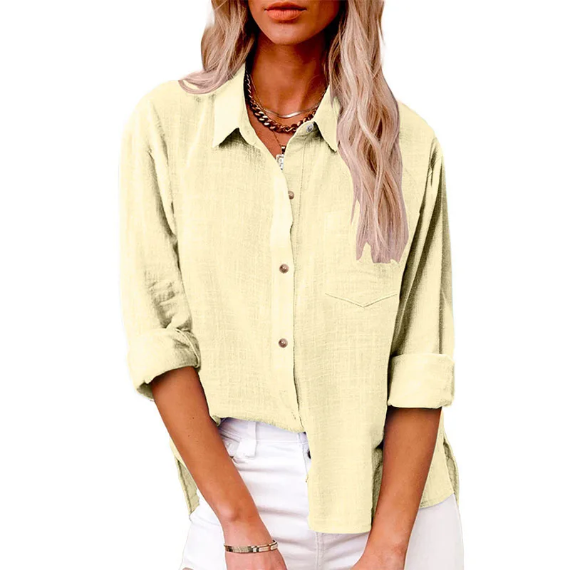 Sbd3360ff6afc4f7589bdaf5956e69adaM Solid Casual Loose Shirts For Women Summer Vintage Women's Oversized Shirts And Blouses Fashion Elegant Youth Female Tops Mallzona