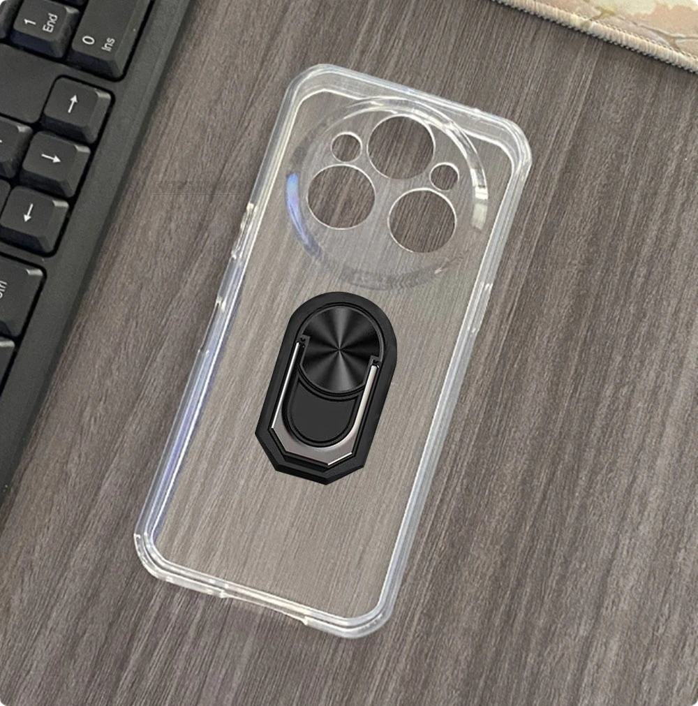 Enhanced Finger Ring Soft TPU Silicone Case with Built-in Phone Bracket