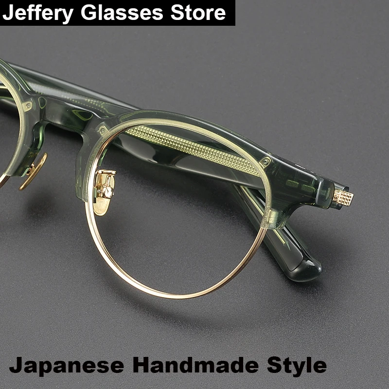 

Japanese Handmade Oval Acetate Titanium Glasses Frame Men Women Vintage Optical Eyeglasses Myopia Prescription Spectacles Gafas