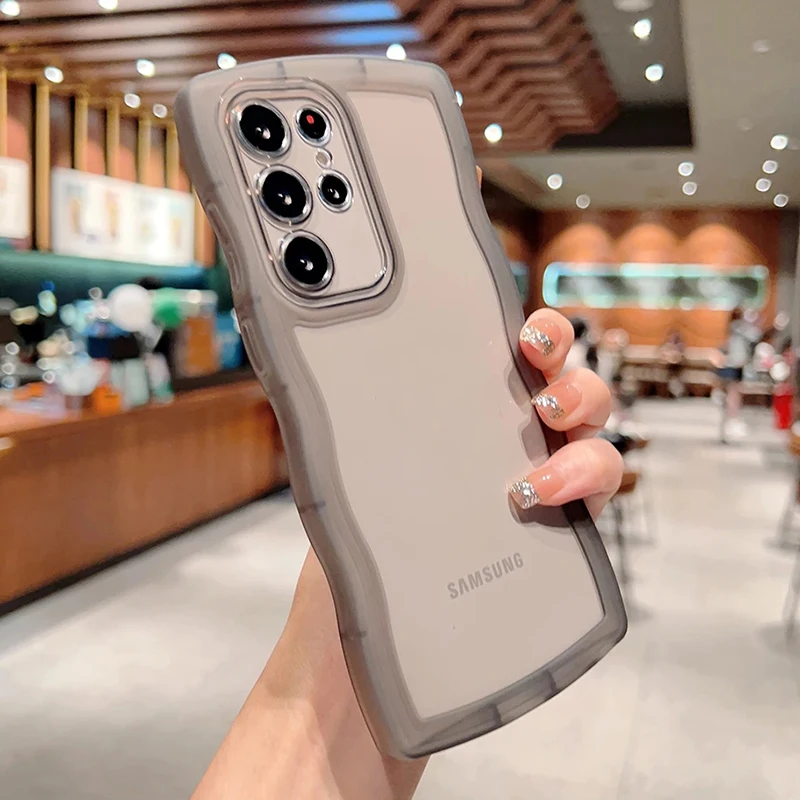 Curly Wave Transparent Anti-Knock Bumper Case with All-Round Camera Protection