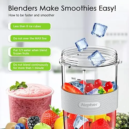 for Shakes and Smoothies, Airpher 19 Pieces 850W Personal Smoothie