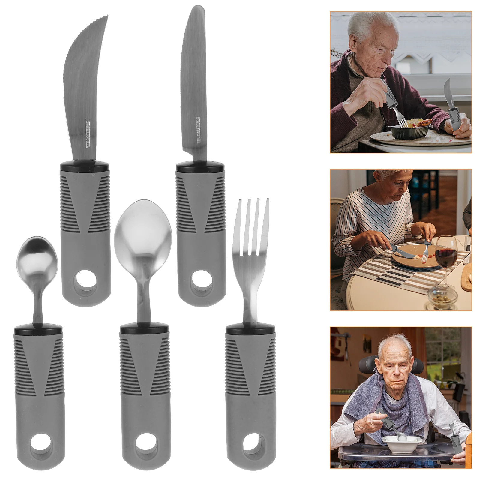 

Посуда для людей с ограниченными возможностями, противоскользящие портативные столовые приборы для пожилых людей, посуда для людей с ограниченными возможностями, антиножи, вилки, столовая посуда, набор для помощи в еде