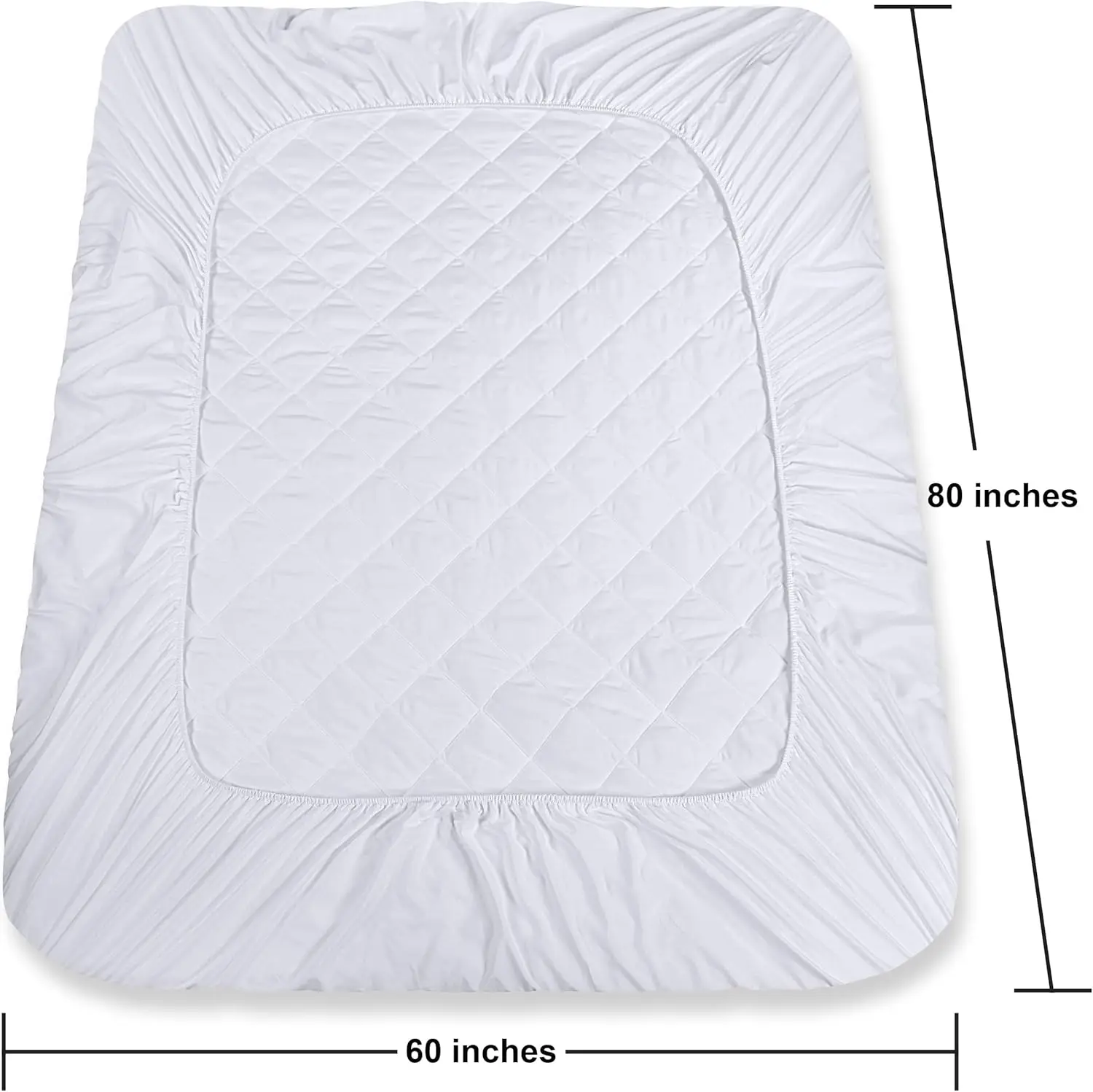 Quilted Fitted Mattress Pad, Queen Size, Elastic Fitted Mattress Topper Protector and Cover Stretches up to 16 Inches Deep