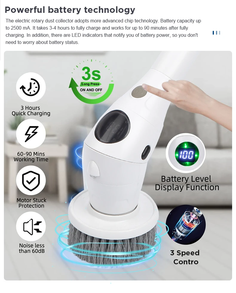 Scrubber Electric Cleaning Brush Battery Operated for House Kitchen Bathroom  Car