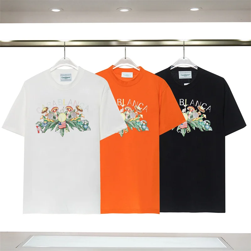 

Casablanca 23 Summer ew T-Shirt Fashion Brand Loose Round Neck Fun Letter Logo Printed Men's And Women's Short Sleeve T-Shirt