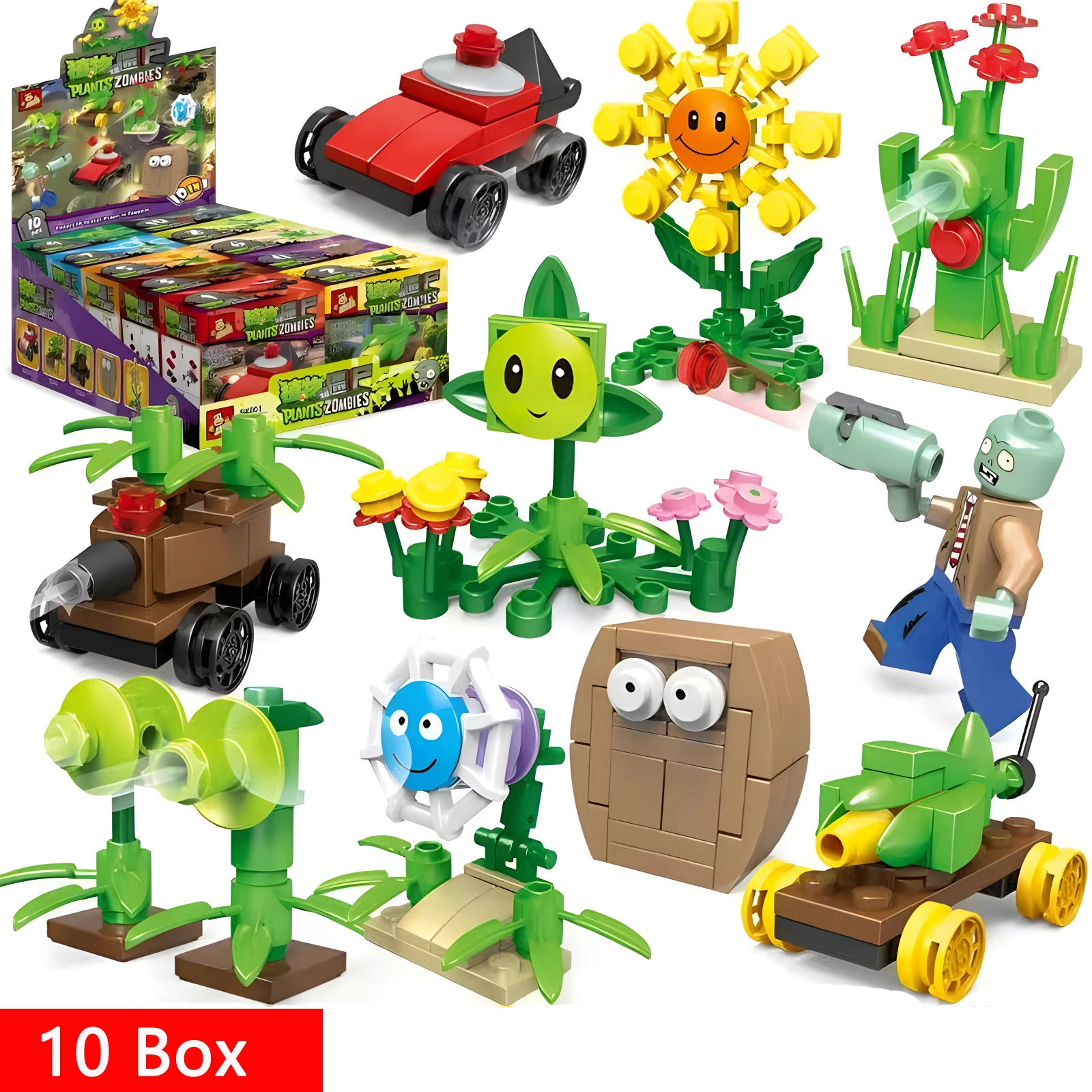 Plants vs. Zombies Battle of the Seabed Sky Model Building Blocks Bricks Kits Set Peashooter Gatling Pea Shooter Figure Toy Gift 6