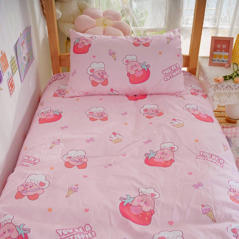 

Kirby Bedding Four-Piece Set Anime Cartoon Student Dormitory Bed Quilt Cover Pillowcase 3-Piece Set Double Bed Four-Piece Set