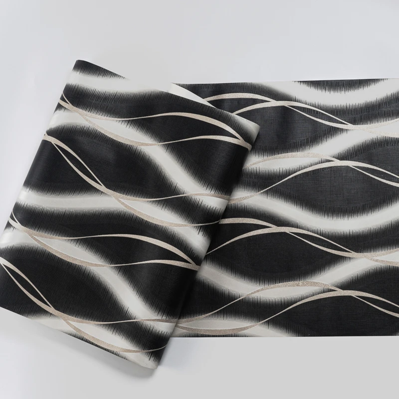 

Nordic Fashion Wave Carved Striped Wallpaper Waterproof Black Geometric Wallpaper Home Living Room Tv Background Wallpaper 3D