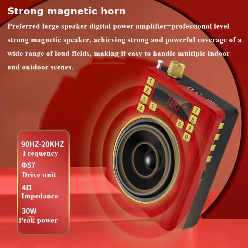 Mini Portable FM Radio Rechargeable Battery Radios with LED Display Voice Amplifier Smart Noise Reduction Recorder Support USB