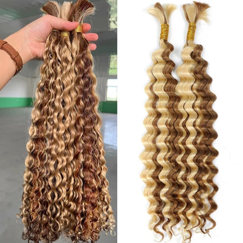 

Bulk Human Hair For Braiding Vietnam Deep Wave Hair 18-30 Inches No Wefts Natural Color Hair Extension For Women 100g/pcs