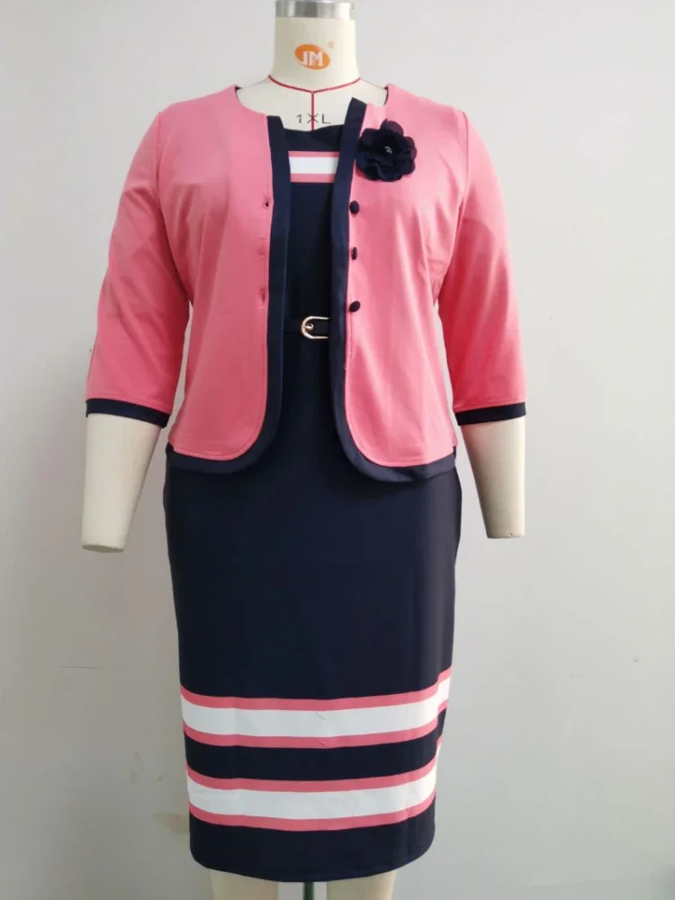 

5XL 6XL Plus Size African Dress For Women 2 Piece Set Jacket Tops And Dress 2021 New Arrival Elegant Design Office Lady Suit