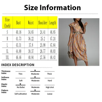 Elegant Long-sleeve Printed Dress For Women High-waisted A- line Round Neck Pullover Trendy Summer Clothing 5