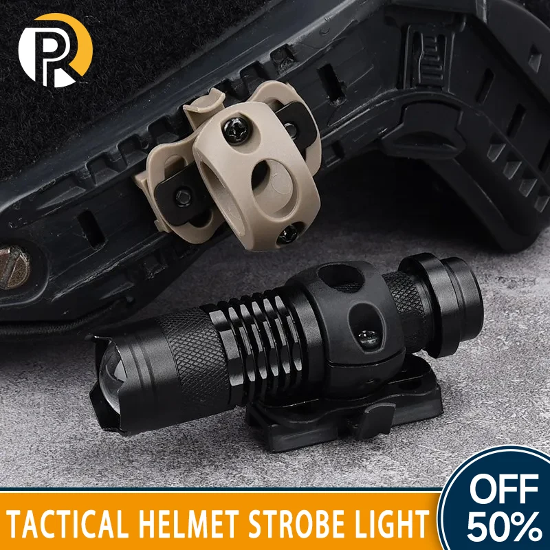 

Wadsn Tactical Helmet Strobe Light Telescopic zoom Military Helmet Flashlight Clamp Adaptor Airsoft Hunting Weapon Scout Light