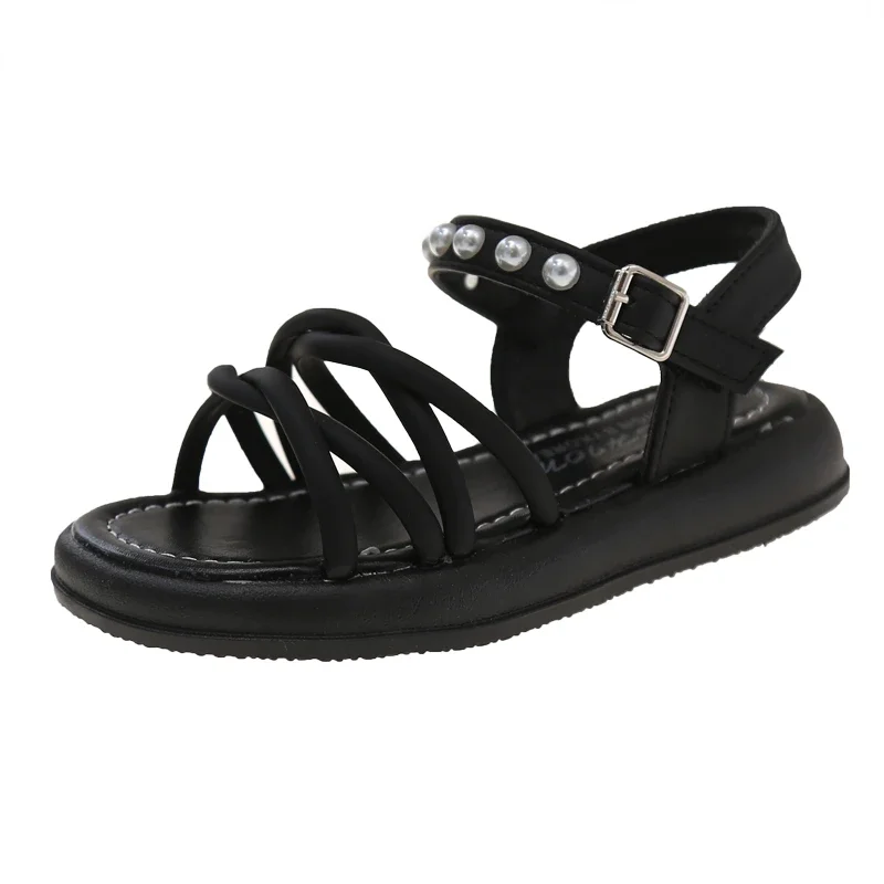 Girls Summer Woven Beach Sandals Kids Roman Shoes
