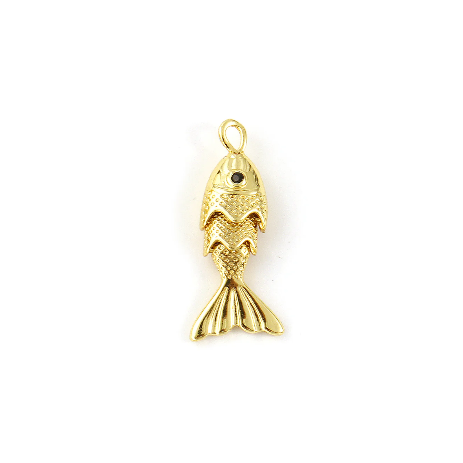 1 Stück Messing Ozean Schmuck Charms 18K vergoldet Fisch Tier schwarz Zirkonia Augen Anhänger für DIY Halskette Schmuckherstellung – Detail 9