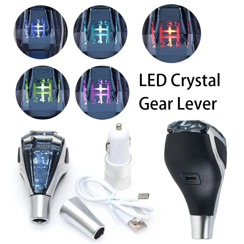 LED-Kristall-Schaltknauf mit buntem Licht, manuelles und automatisches Getriebe, universell für Toyota/Mitsubishi/Lexus/Honda usw.