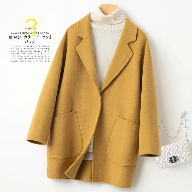 Luxe Wool Waist Tie Side Pockets Midi Length Coat main image 1