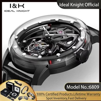 IDEAL KNIGHT 6809 Real Tourbillon Watches for Men High-end Luxury Transparant Hollowed Fully Automatic Mechanical Wristwatch New 1